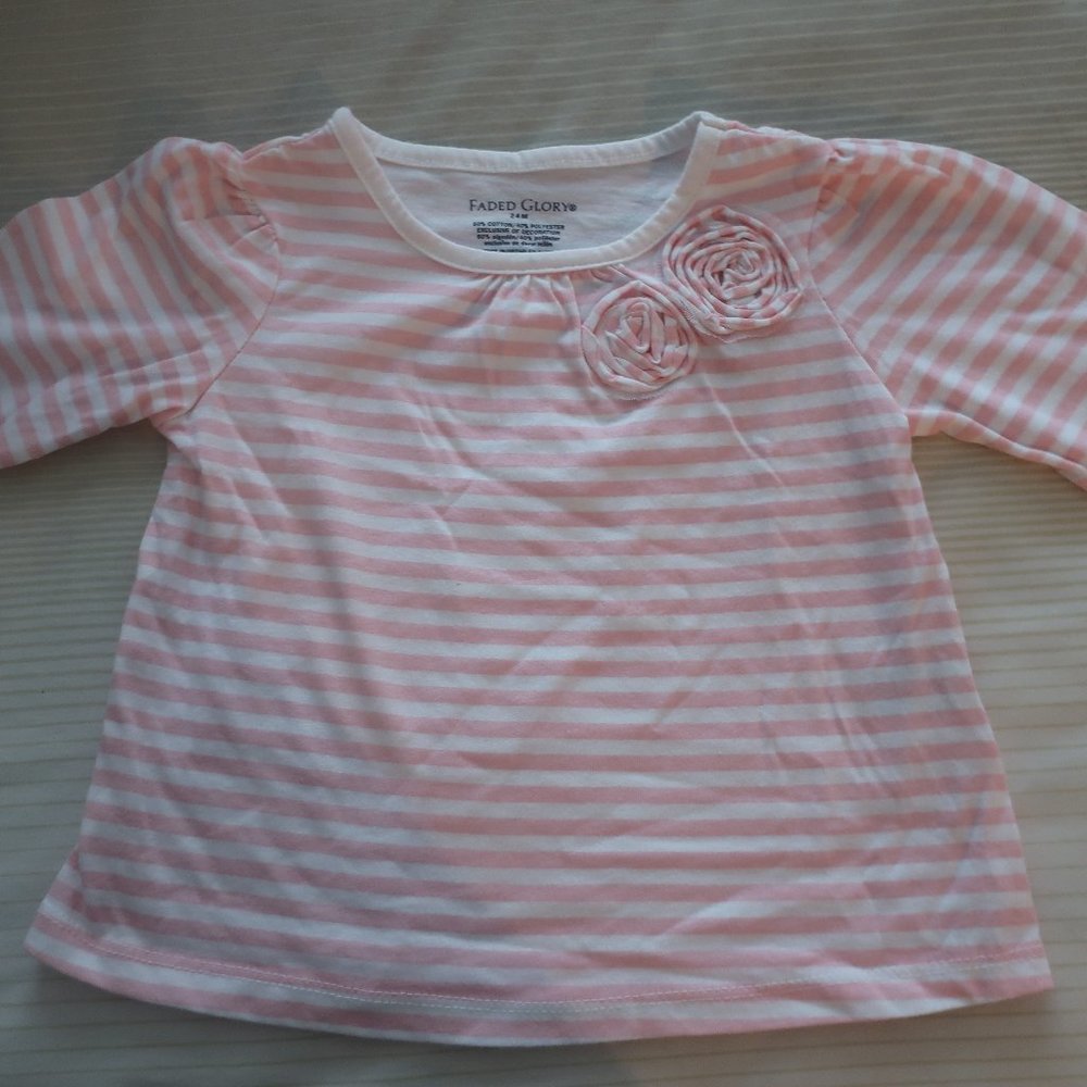 Faded galory baby girl top pink and white striped